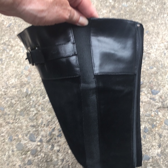 Aquatalia Tall Black Leather & Suede Buckle, Sz 8 - Picture 13 of 14